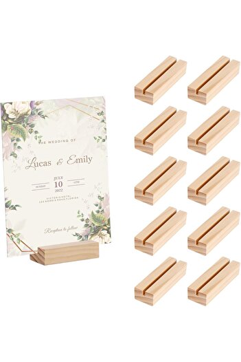 OK Wood 20-Piece Wooden Desktop Card Holder – Menu Photo & Number Stand |   Wedding Party Event Organization