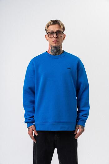Respire Men's Basic Oversize Sweatshirt with Text Detail Blue