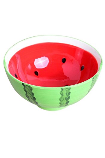 Generic Ceramic Noodle Bowl Green/Red/Black 8x8x9.5cm