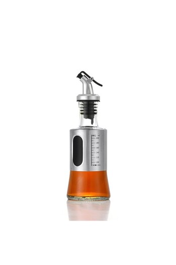Flippy Oil Bottle, Flippy, Stainless Steel Oil Bottle, 19 x 6.5 cm, volume 200 ml, Transparent Gray