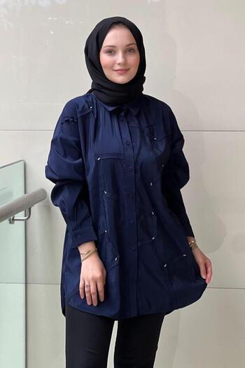 Ceremony Buttoned Long Sleeve Decorative Stitched Shirt