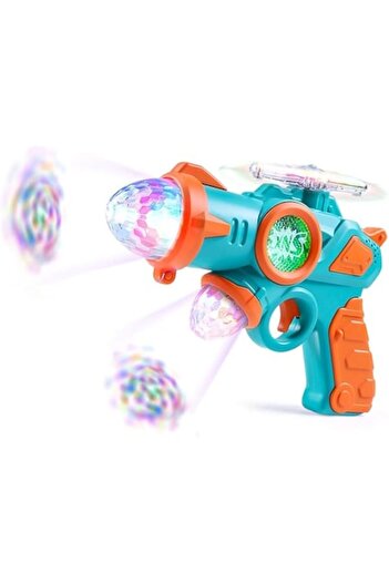 Toy pistol with lighting, music, and colorful propeller for kids, green