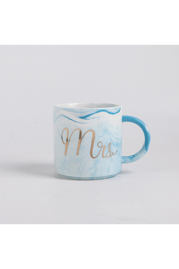 sharpdo 380ml Blue Straight Mouth Marble Ceramic Cup