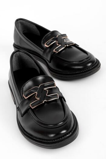 Lal Shoes & Bags Remind Women's Buckle Detailed Loafer (B4174)-Black