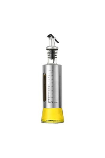 Flippy Oil Bottle, Flippy, Stainless Steel Oil Bottle, 24.8 x 6.5 cm, volume 300 ml, Transparent Gray