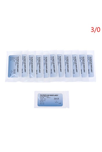 Choice6 D 12Pcs 2/0 3/0 4/0 5/0 Medical Needle Suture Nylon Monofilament Thread Suture Practice Kit Teachin.