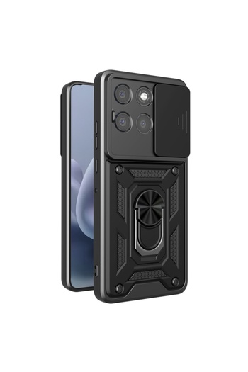 SKYDDAR INNOVATION Case for Motorola Moto G86 Power, CamShield, Magnetic ring, sticker set, Black