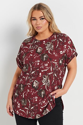 Stil Diva Plus Size Short Sleeve Crew Neck Printed T-Shirt 303841