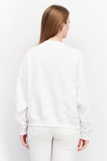 Esprit Women Round Neck Graphic Print Sweatshirt, White Combo