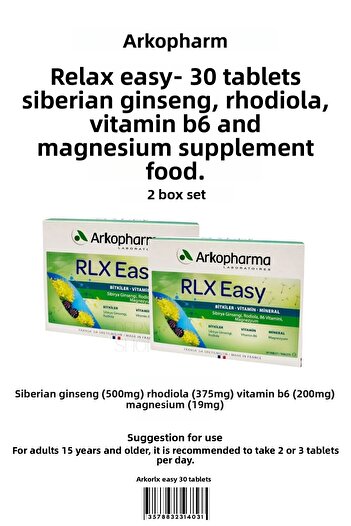 Arkopharma Relax Package |   2 Boxes X 30 Tablets Form |   01 Relax Ds