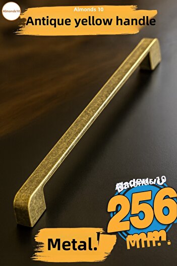 Badem10 Radus Mâner din metal galben antic 256 mm 25,6 cm Mobilier Bucătărie Sertar Dulap Mânere dulap Mâner