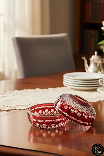 Kristal Market Handmade Cut Crystal Royal Pattern Decorative Presentation Holder Closed Napkin Holder