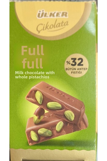 Ülker Full Cream Milk Whole Pistachio Chocolate 77 Gr X 9 Pieces (693 Gr)