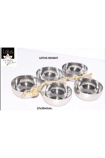 esdekor Five Snack Bowls with Steel Brass Accessories First Quality 27X20X5Cm