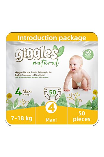 giggles Natural Size 4 Maxi Cotton Baby Diapers 50 Pieces