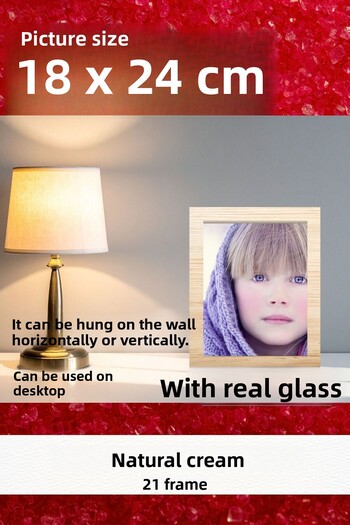 AtlasSG Real Glass 21cm Flat 18 X 24 Cream Photo Picture Frame Standing Backboard or Hanging on the Wall