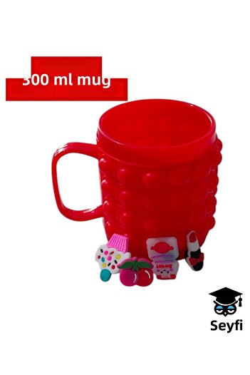 SEYFİKİRTASİYE 300 ml Patterned and Pop-It Mug Cup Variety Plastic Children's Cups 1 Pcs Highlighter Vivid Colors