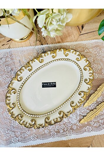 CASA DE BELLA Valonia Gold Large Size Oval Presentation Service 39 cm