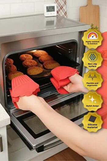 Dr.Maya Silicone Oven Mitts Set of 2 |   Heat Insulation, Non-Slip Surface, Flexible and Easy to Clean