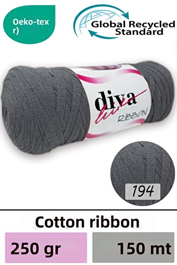 Diva İplik Κορδέλα Diva 194 Μεσαίο Γκρι