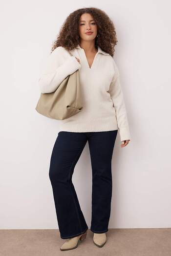 Trendyol Curve Ecru Polo Neck Soft Feel Knitwear Sweater Tbbaw26An00024