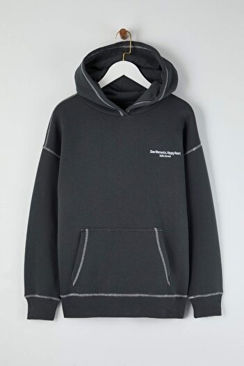 Trendyol Collection Teen Anthracite Knitted Sweatshirt Twoaw26Sw00173