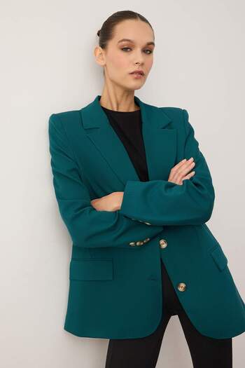 Trendyol Collection Limited Edition Petrol Regular Lined Woven Blazer Jacket Twoaw23Bc00132