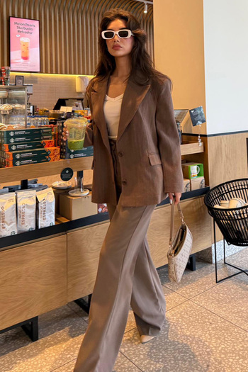 Madmext Brown Linen Blazer Women's Jacket Mg2443