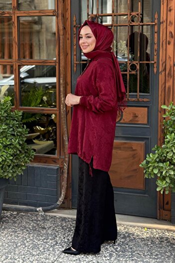 FUAT GÜRSEN Knitwear Collar Stone Embroidered Jacquard Tunic