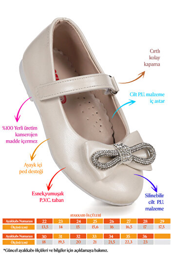 Kiko Kids Bowtie Bowtie Stoned Velcro Girls' Ballerina Shoes