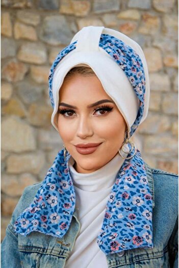 Aişe tesettür White Floral Broken Hat Bonnet