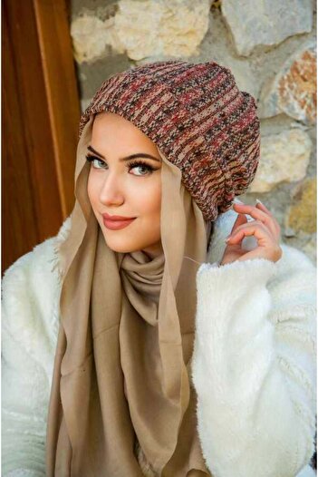 Aişe tesettür Tan Knitwear Without Scarf Hijab Beanie