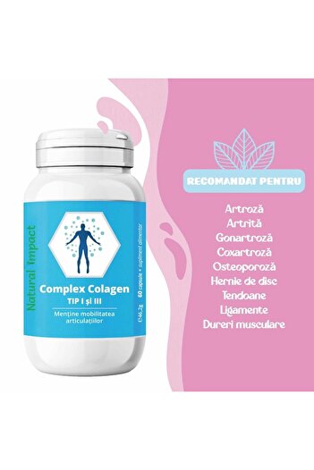Natural Impact Hydrolyzed Collagen Type I and III - For joint pain, bone pain, tendons and ligaments