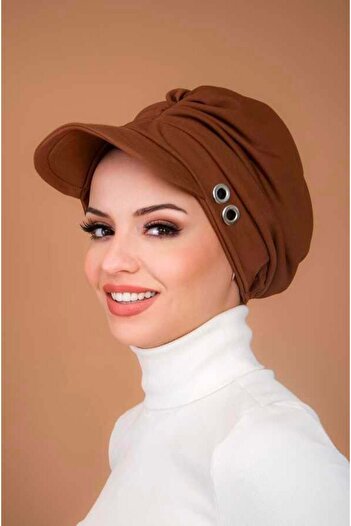 Aişe tesettür Caramel Metal Detailed Hijab Hat Bonnet