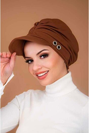 Aişe tesettür Caramel Metal Detailed Hijab Hat Bonnet