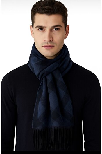 Suyutti Men's Warm Patterned Knitwear Scarf Kaşkol Baklava Pattern