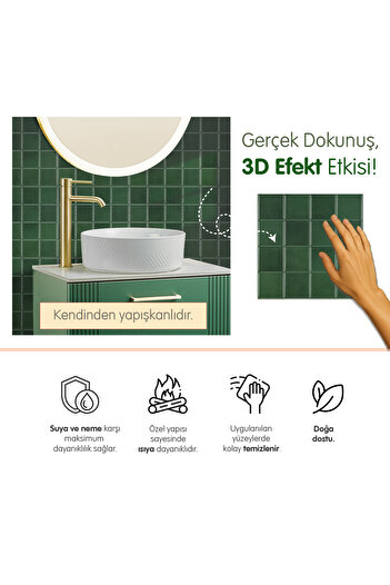 Stickez Tiles 3d Kendinden Yapışkanlı Duvar Karosu 30,5 cm x 30,5 cm (4 ADET) 0,371 m²