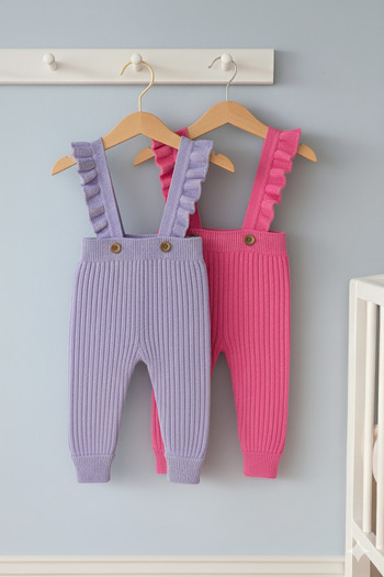 Nimini Kids Ruffle Detailed Strap Buttoned Baby Girl Salopette 2-Piece Salopette (0-2 Years Old)
