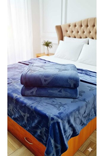OEM Patura Cocolino super pufoasa pentru pat dublu, model Turn Eiffel 200x220, Bleumarin