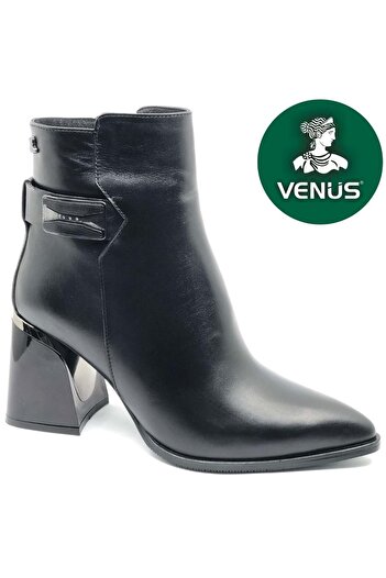 Venüs Sazreen Genuine Leather Orthopedic Heeled Women's Boots Black