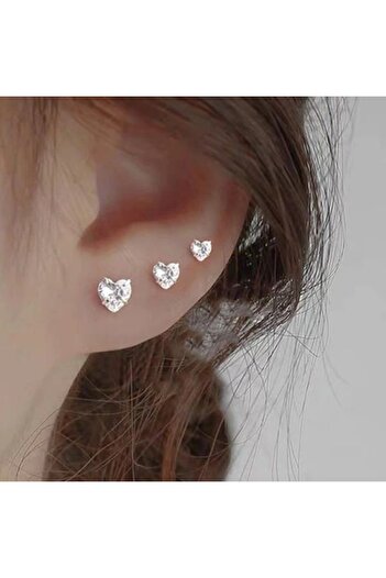 Heppii Solitaire Heart Earring Set 3 Pieces