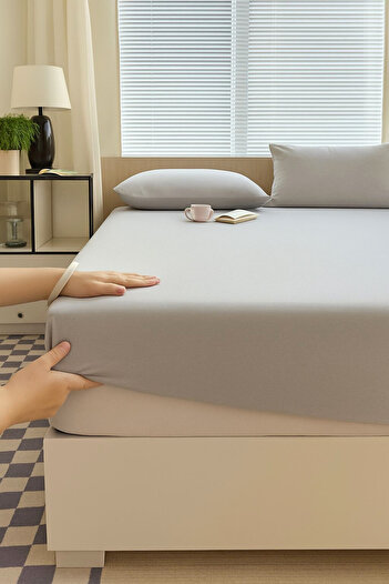 nefisenem 100% Cotton Fitted Sheet + Pillowcase Double - King Size