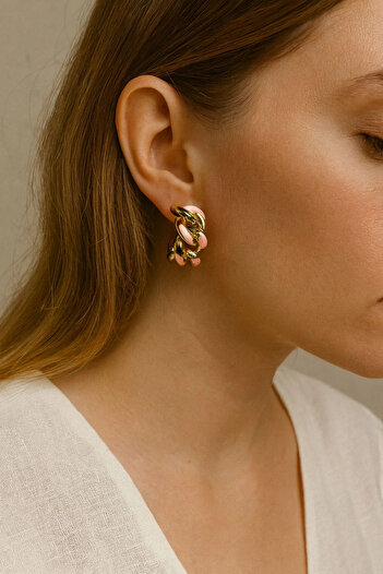 Leo'Stone Chain Model Colorful Enamel Ring Design Women's Steel Earrings