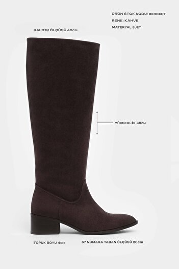 NİŞANTAŞI SHOES Γυναικείες μπότες με κοντό τακούνι Herbert Brown Suede με μυτερή μύτη