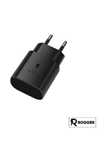 ROGGER 25W Hızlı Şarj Aleti Type-C Çıkışlı Type-C To Type-C Kablolu Şarj Cihazı Siyah