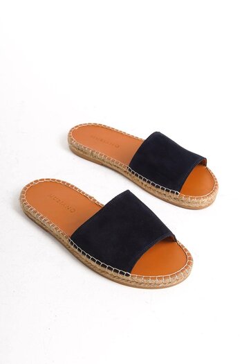 Mubiano Genuine Leather Summer Men's Suede Jute Sole Navy Blue Espadrille Slippers -Mssr122-Lcv