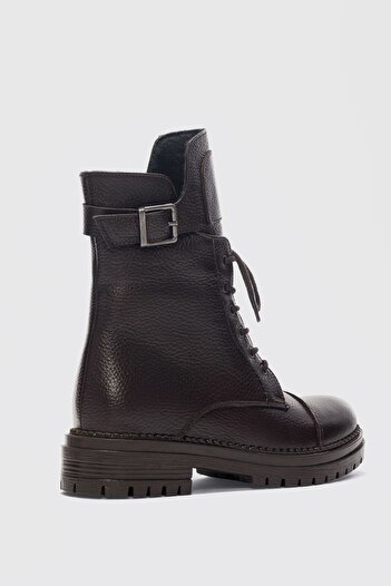 selinshoes Γυναικείες μπότες Fallon από γνήσιο δέρμα με λεπτομέρεια με αγκράφα - ΚΑΦΕ