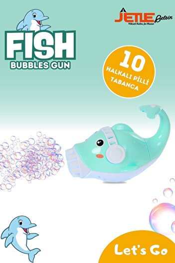 hak-iş oyuncak Fish Çok Delikli Pilli Köpük Atan Tabanca Oyuncağı Bubble Gun Mavi