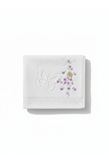 Özdilek Jasmin Velvet White 100% Cotton Soft Patterned Towel 50×90