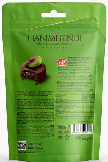 KONAK HANIMEFENDİ Antep Fıstık Parçacıklı & Dolgulu Sütlü Çikolata